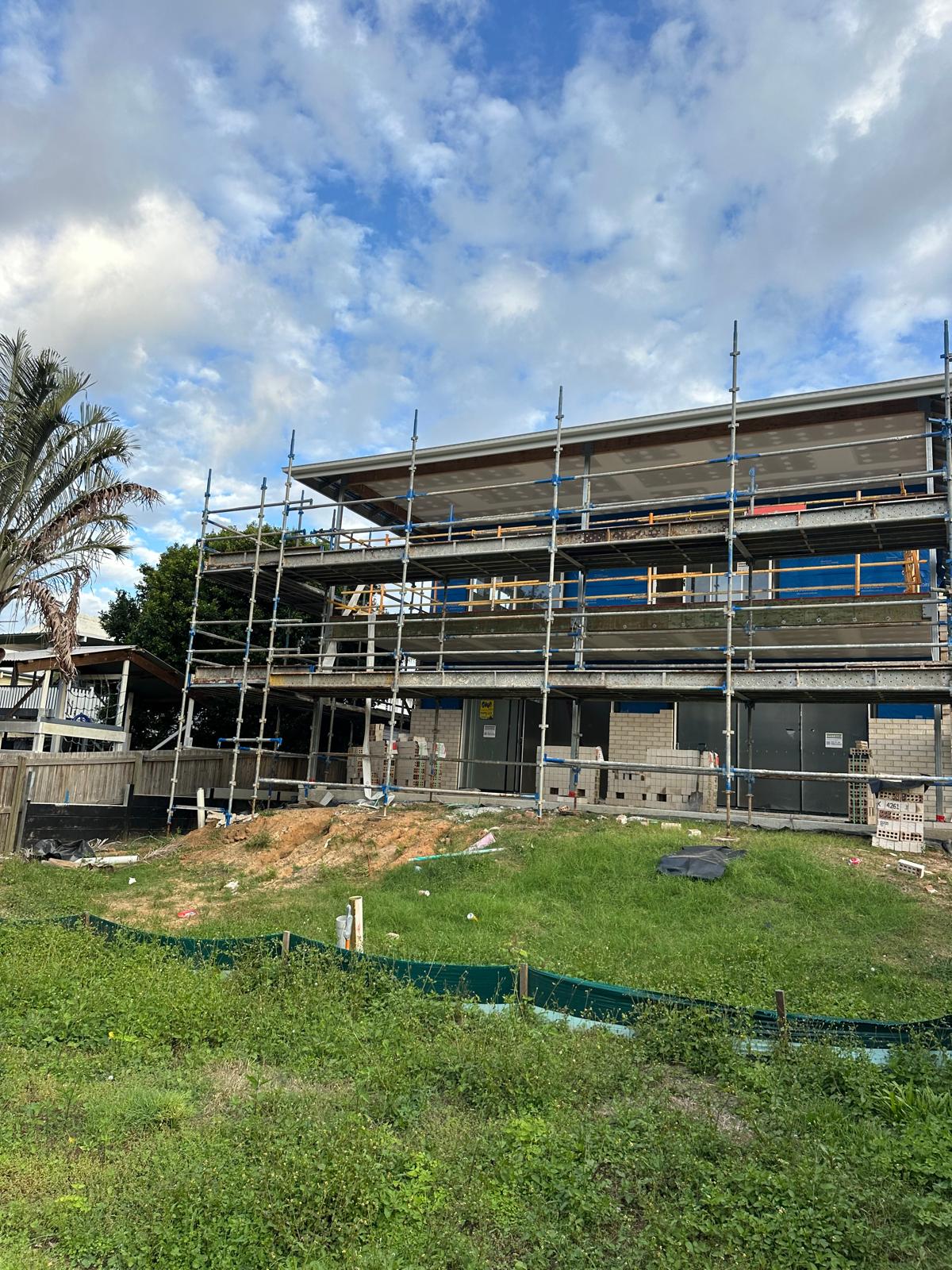 Steel scaffolding surrounding a Queensland construction project